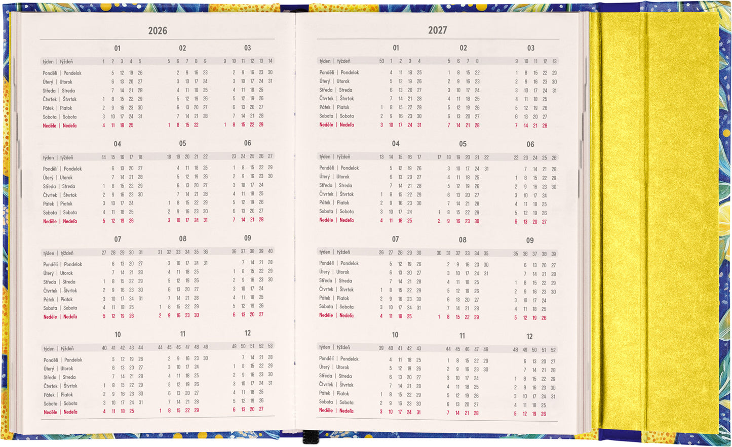 Týždenný magnetický diár Citróny 2026, 11 x 16 cm