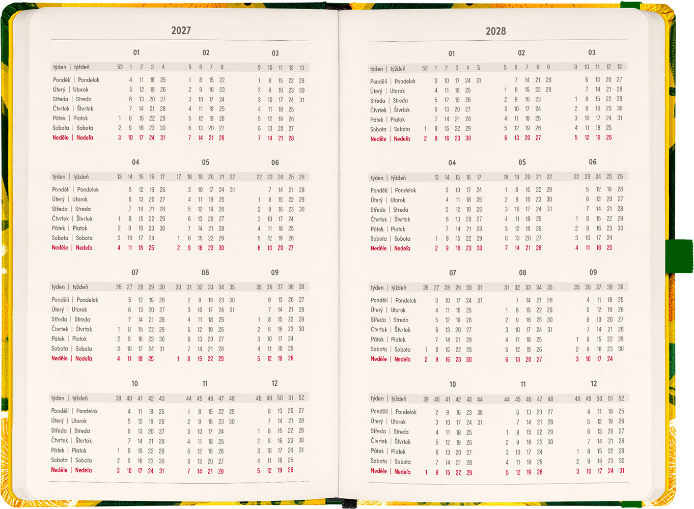 Planbook diár/notes Citróny 2027, 13 x 21 cm
