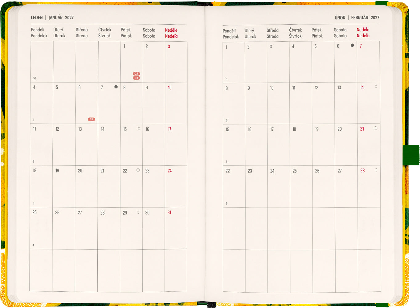 Planbook diár/notes Citróny 2027, 13 x 21 cm