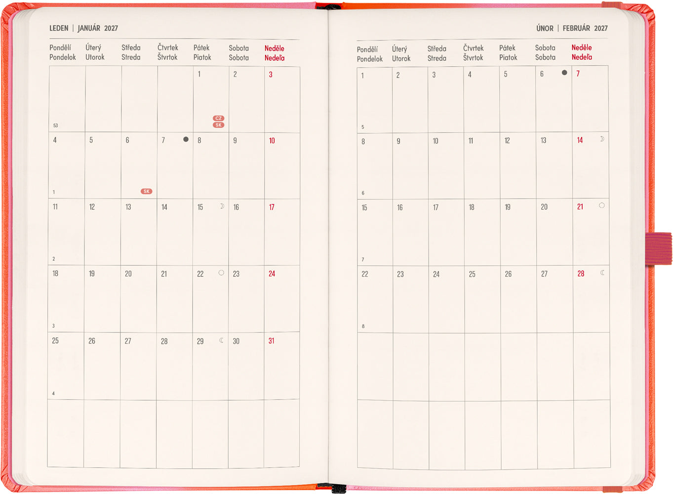 Planbook diár/notes Korál 2027, 13 x 21 cm