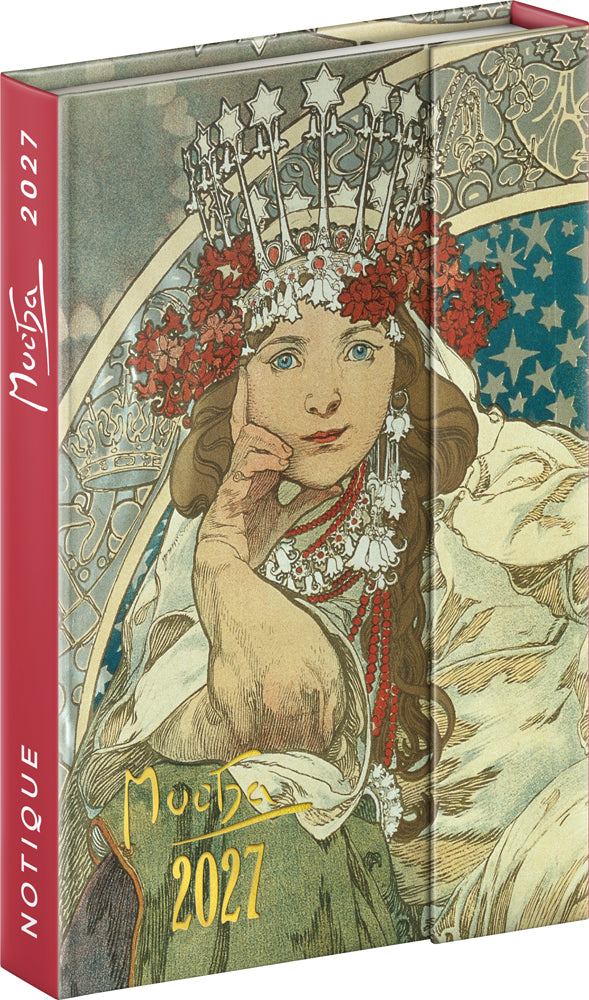 Týždenný magnetický diár Alfons Mucha 2027, 11 x 16 cm