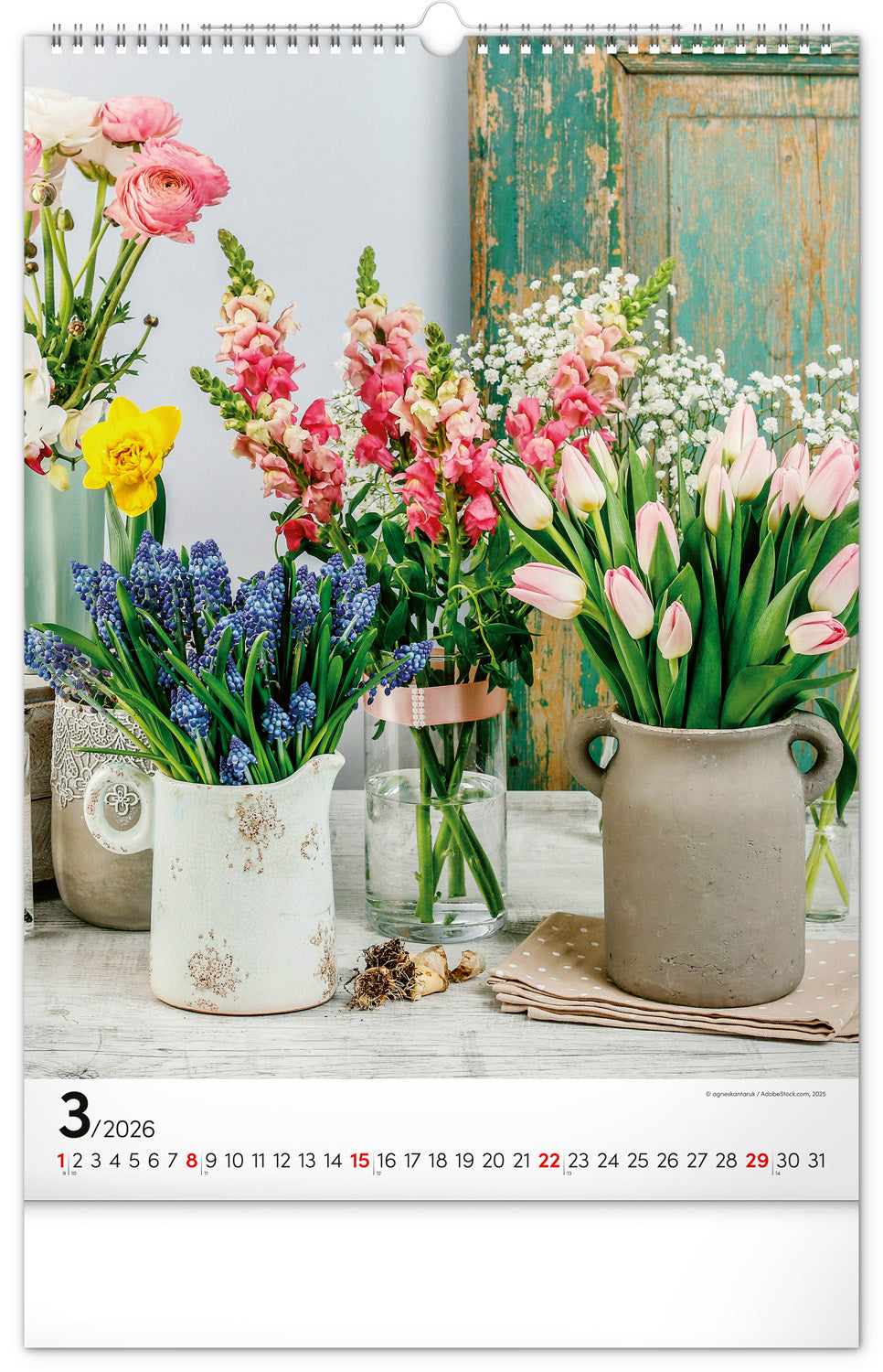 Nástenný kalendár Kytice 2026, 33 x 46 cm