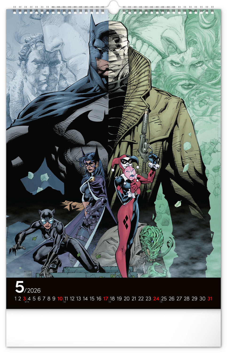 Nástenný kalendár Batman Dark 2026, 33 x 46 cm