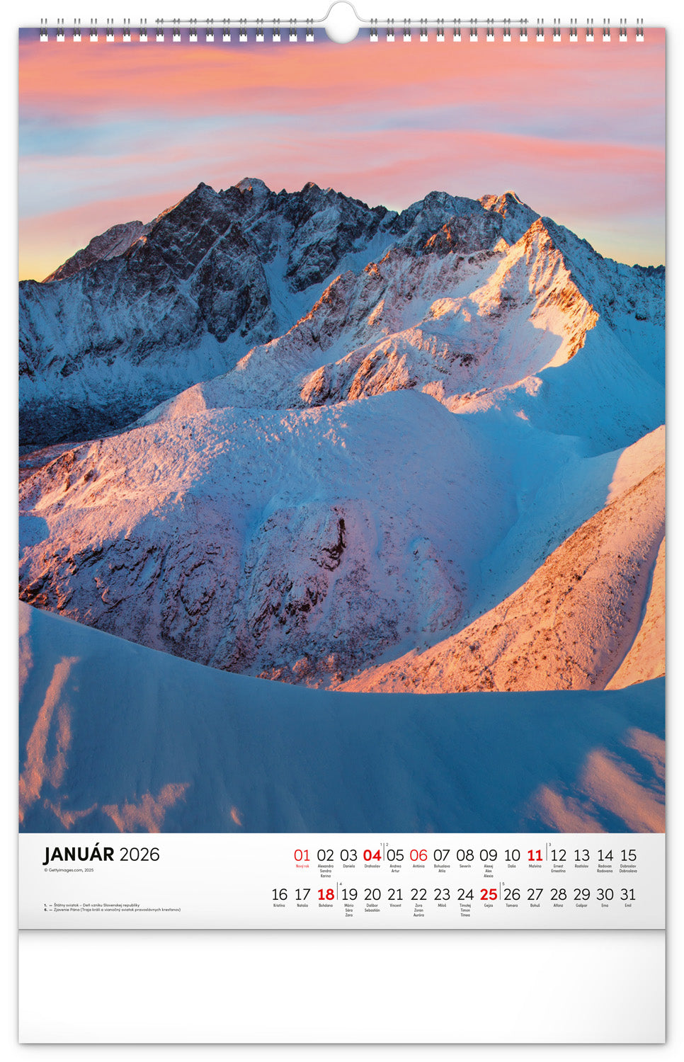 Nástenný kalendár Tatry 2026, 33 x 46 cm