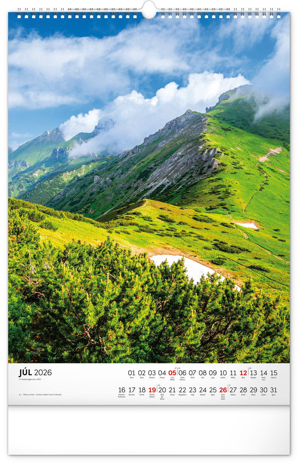 Nástenný kalendár Tatry 2026, 33 x 46 cm