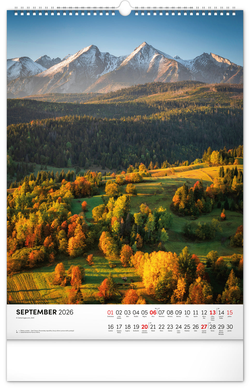 Nástenný kalendár Tatry 2026, 33 x 46 cm