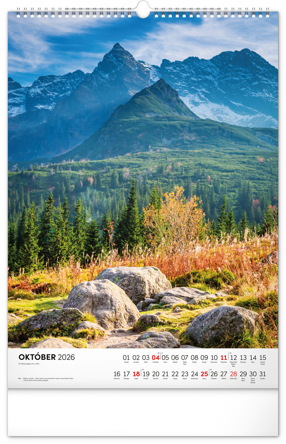 Nástenný kalendár Tatry 2026, 33 x 46 cm