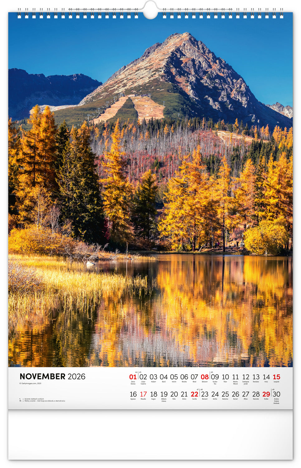 Nástenný kalendár Tatry 2026, 33 x 46 cm