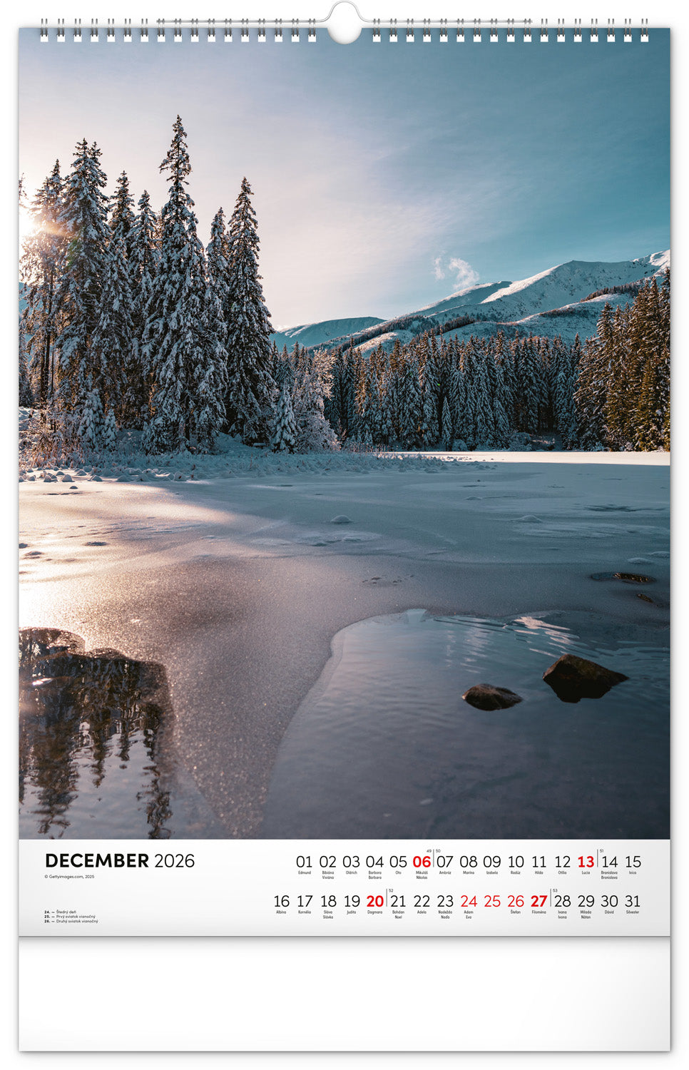 Nástenný kalendár Tatry 2026, 33 x 46 cm