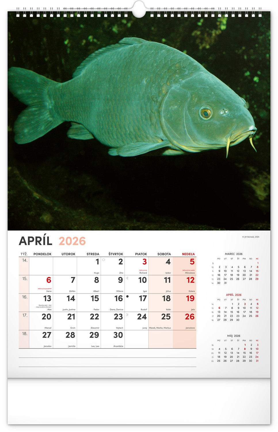 Nástenný kalendár Rybársky 2026, 33 x 46 cm