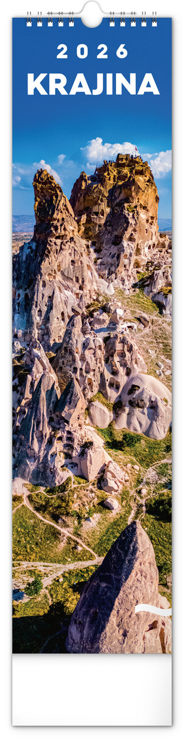 Nástenný kalendár Krajina CZ/SK 2026, 12 x 48 cm