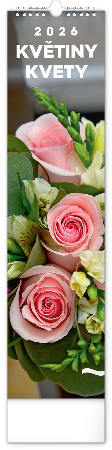 Nástenný kalendár Květiny – Kvety CZ/SK 2026, 12 x 48 cm
