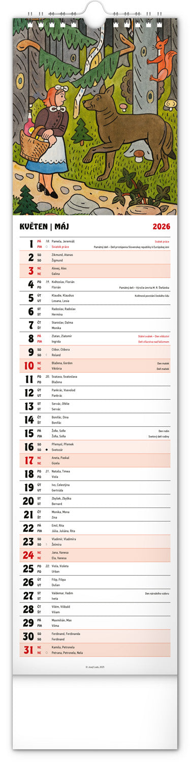 Nástenný kalendár Josef Lada CZ/SK 2026, 12 x 48 cm