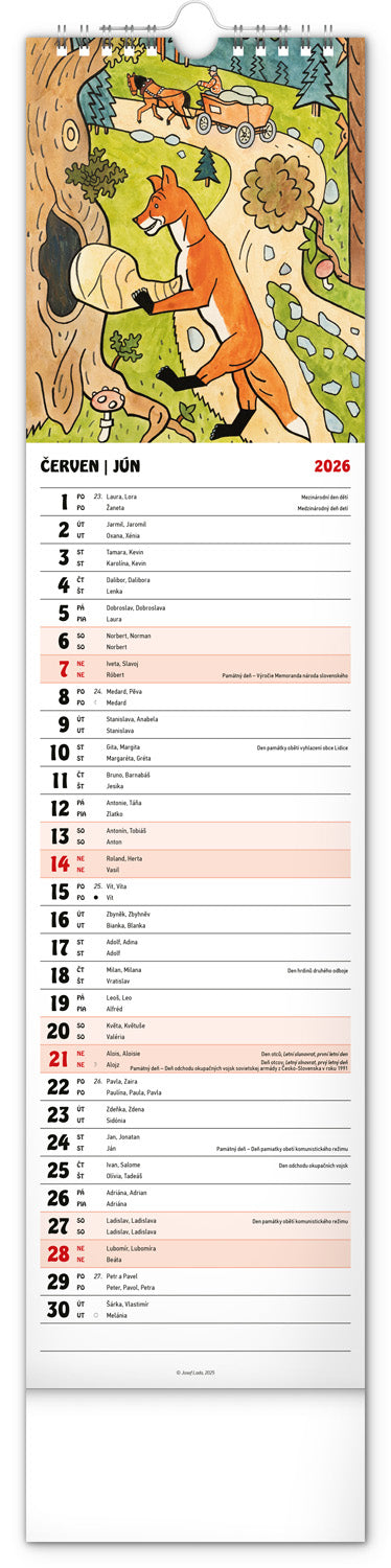 Nástenný kalendár Josef Lada CZ/SK 2026, 12 x 48 cm