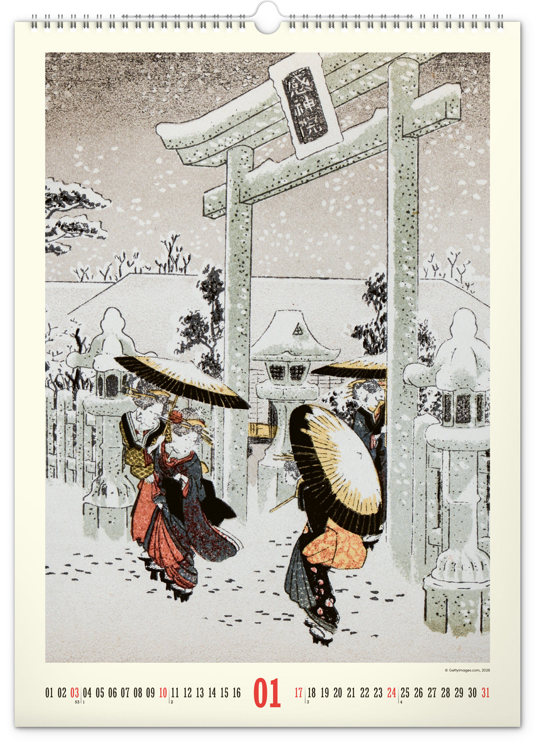 Nástenný kalendár Vintage plagáty – japonské umenie 2027, 33 x 46 cm