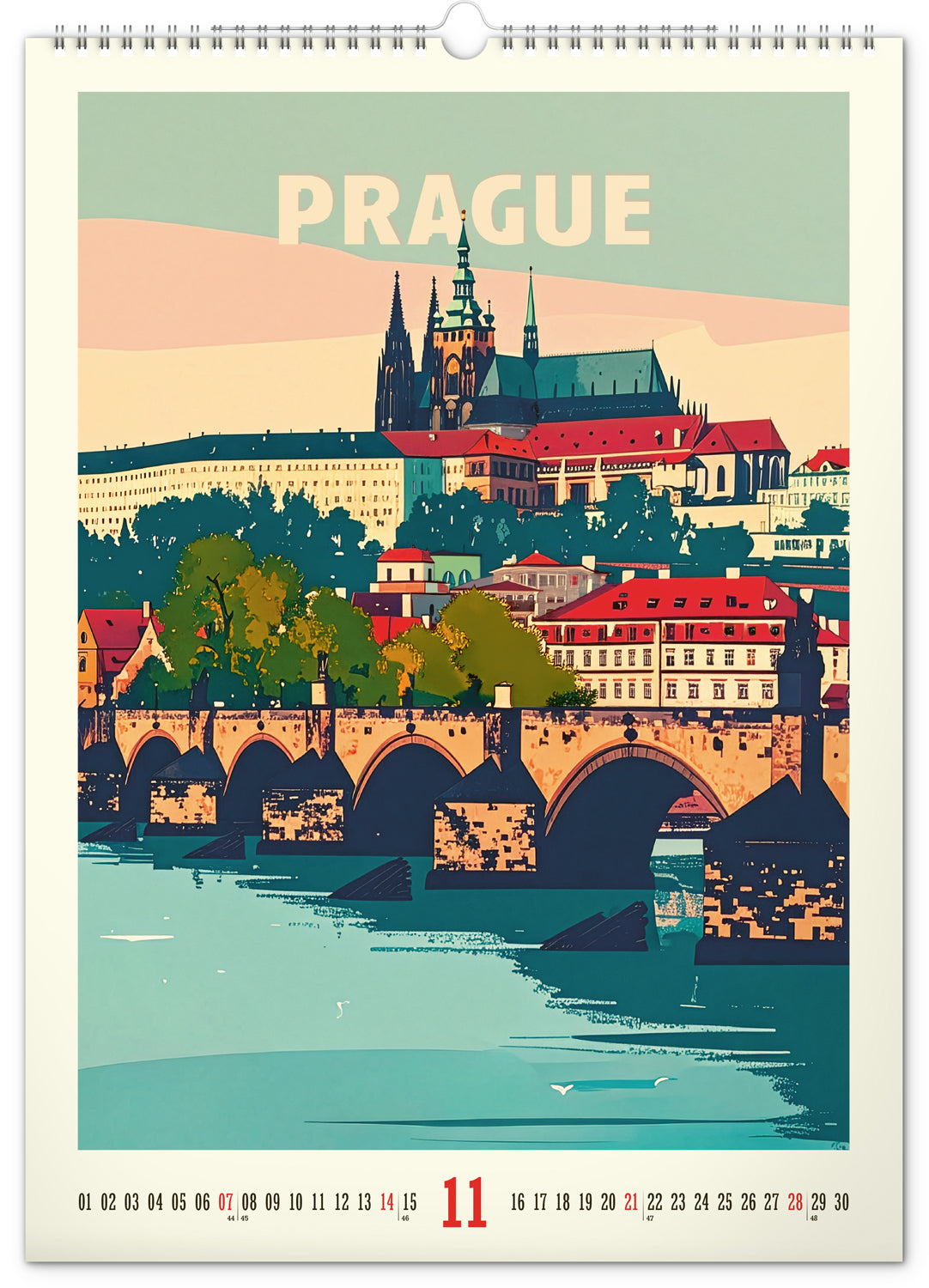 Nástenný kalendár Vintage plagáty – svetové mestá 2027, 33 x 46 cm
