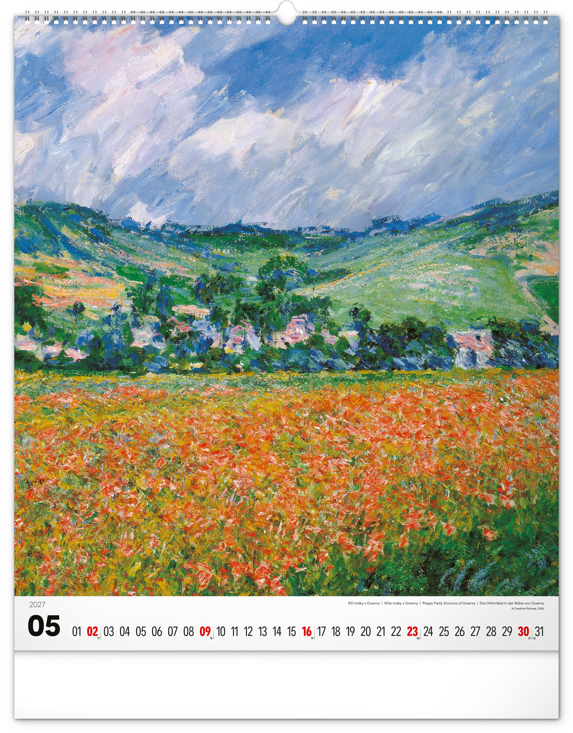 Nástenný kalendár Claude Monet 2027, 48 x 56 cm