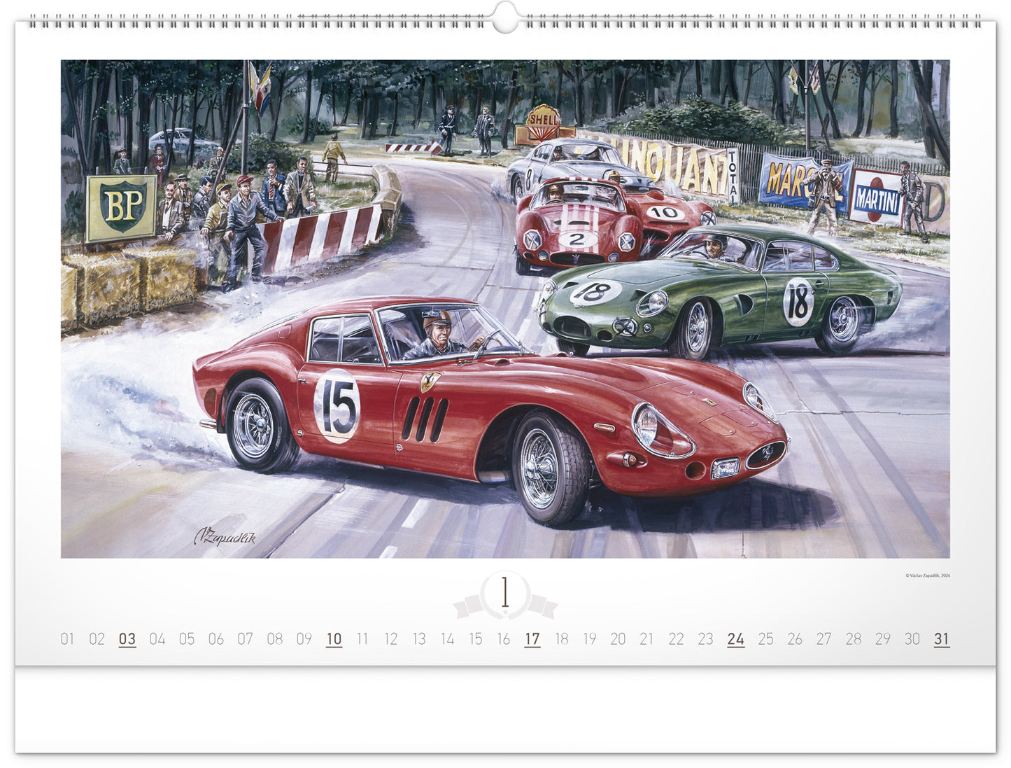 Nástenný kalendár Oldtimers – Václav Zapadlík 2027, 64 x 42 cm