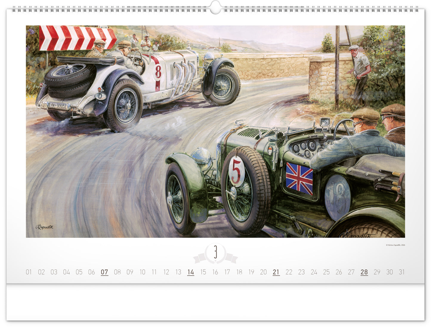 Nástenný kalendár Oldtimers – Václav Zapadlík 2027, 64 x 42 cm