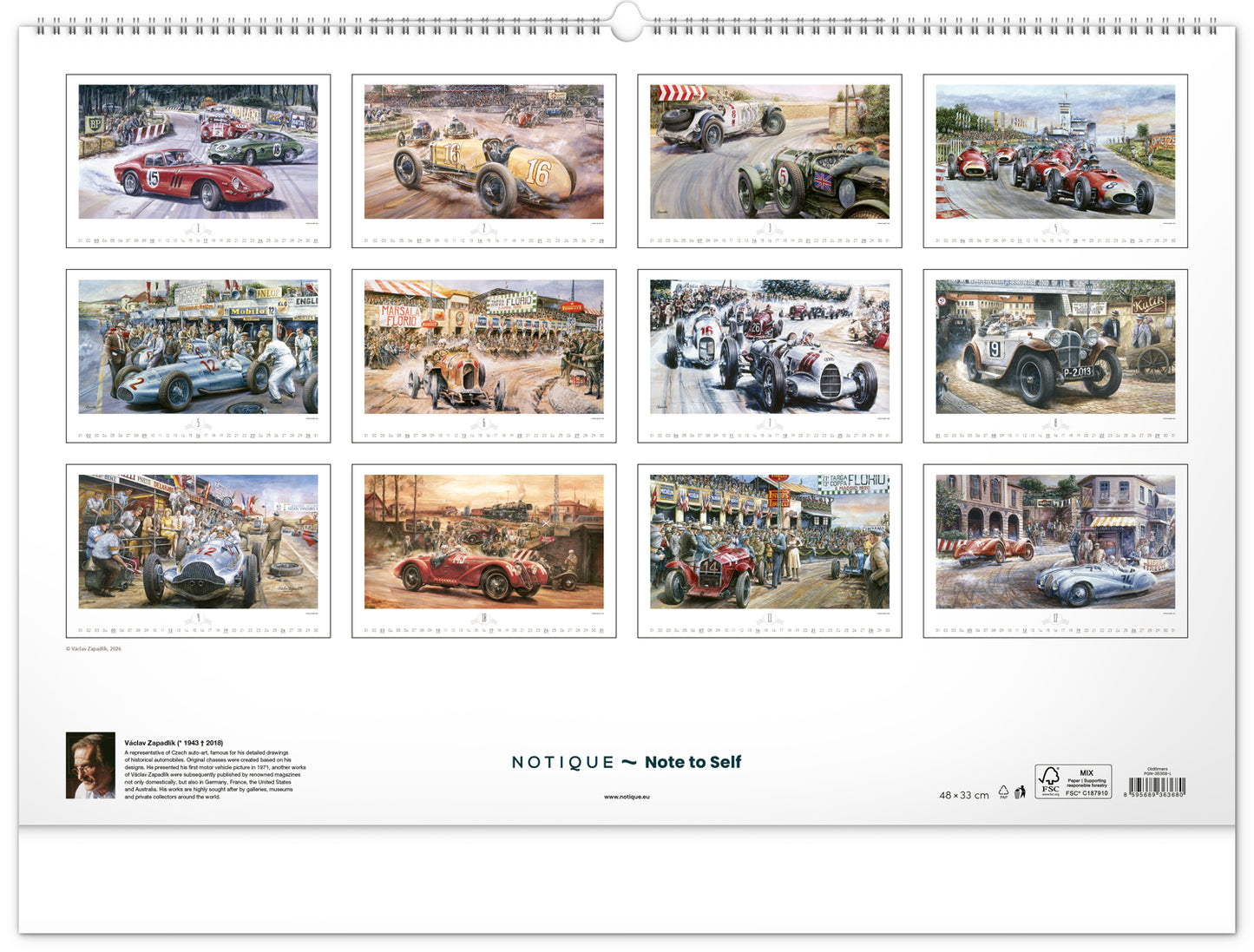 Nástenný kalendár Oldtimers – Václav Zapadlík 2027, 64 x 42 cm