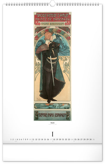 Nástenný kalendár Alfons Mucha 2027, 33 x 46 cm
