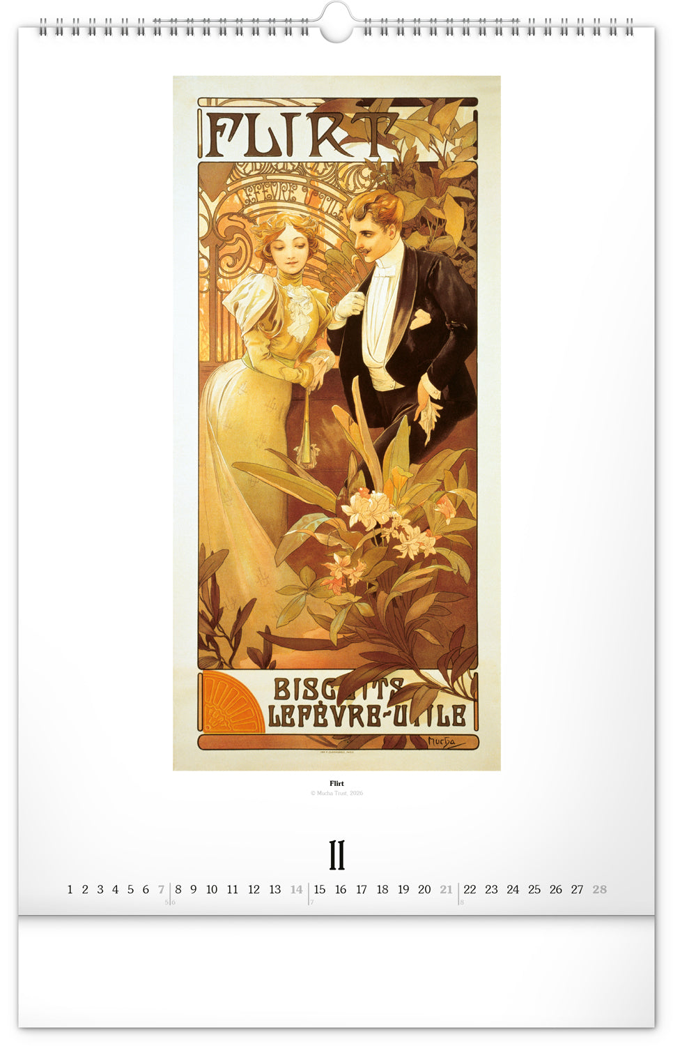 Nástenný kalendár Alfons Mucha 2027, 33 x 46 cm