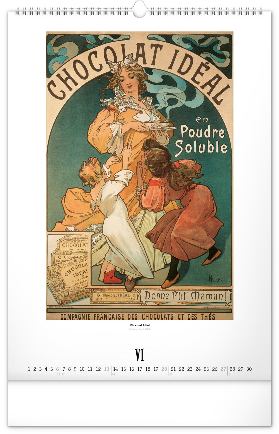 Nástenný kalendár Alfons Mucha 2027, 33 x 46 cm