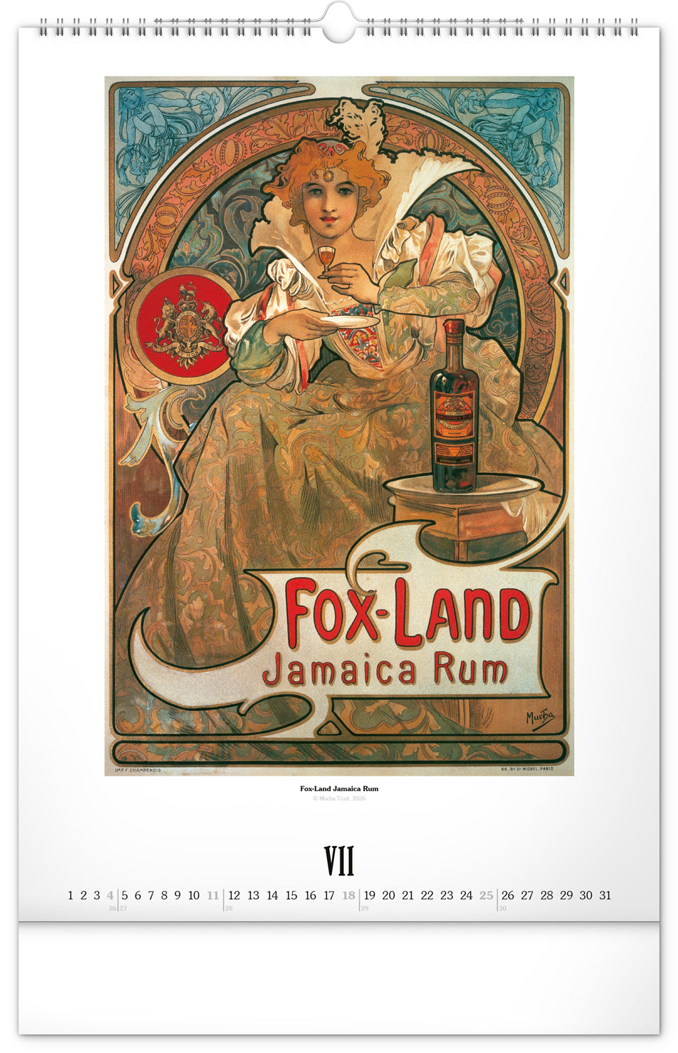 Nástenný kalendár Alfons Mucha 2027, 33 x 46 cm