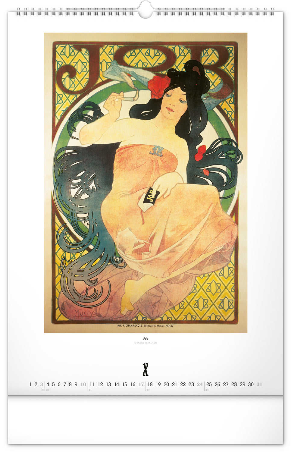 Nástenný kalendár Alfons Mucha 2027, 33 x 46 cm