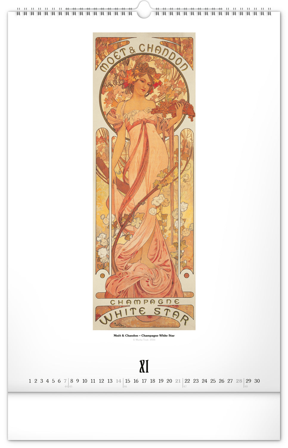 Nástenný kalendár Alfons Mucha 2027, 33 x 46 cm