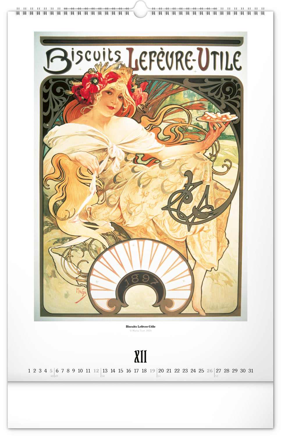 Nástenný kalendár Alfons Mucha 2027, 33 x 46 cm