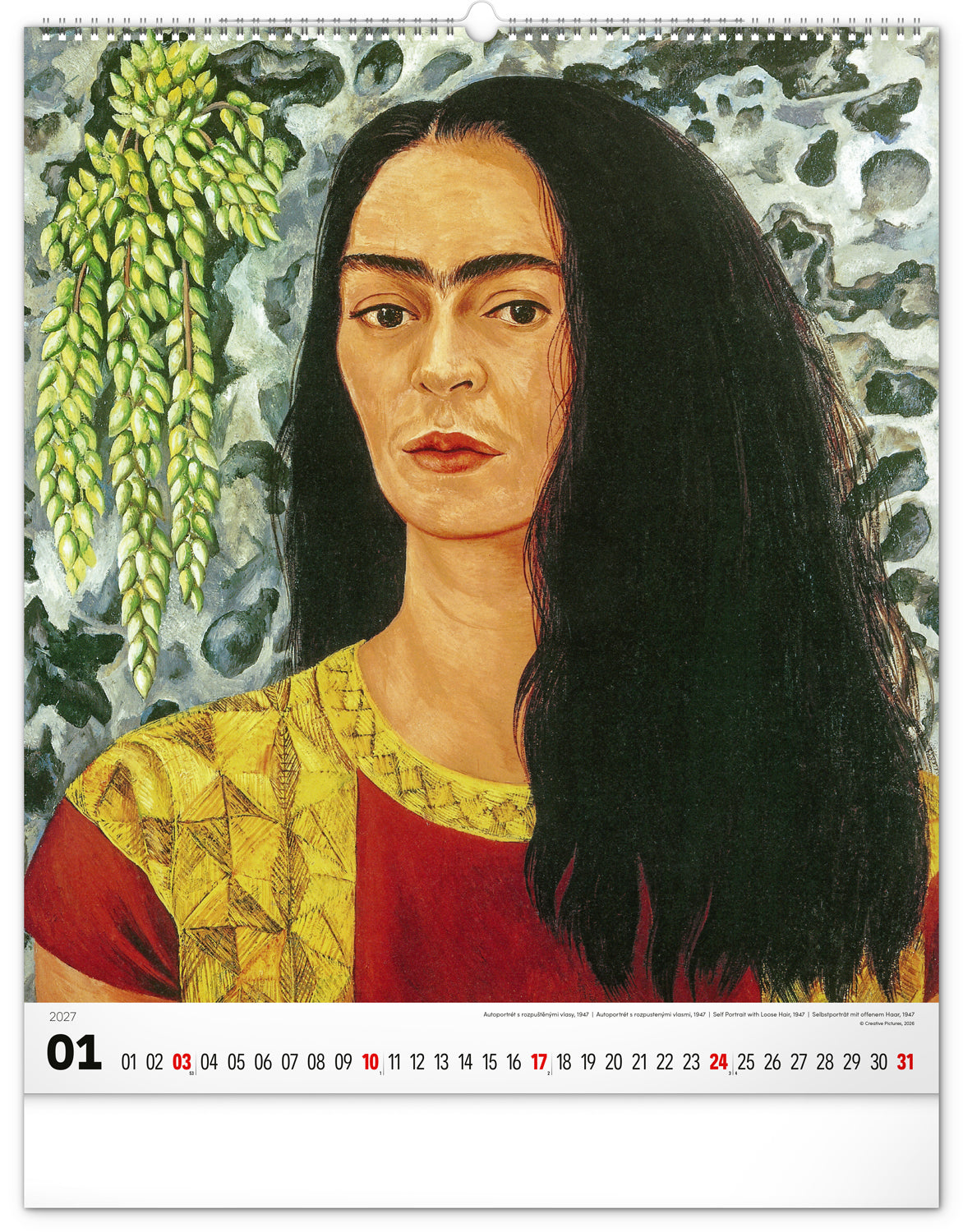 Nástenný kalendár Frida Kahlo 2027, 48 x 56 cm