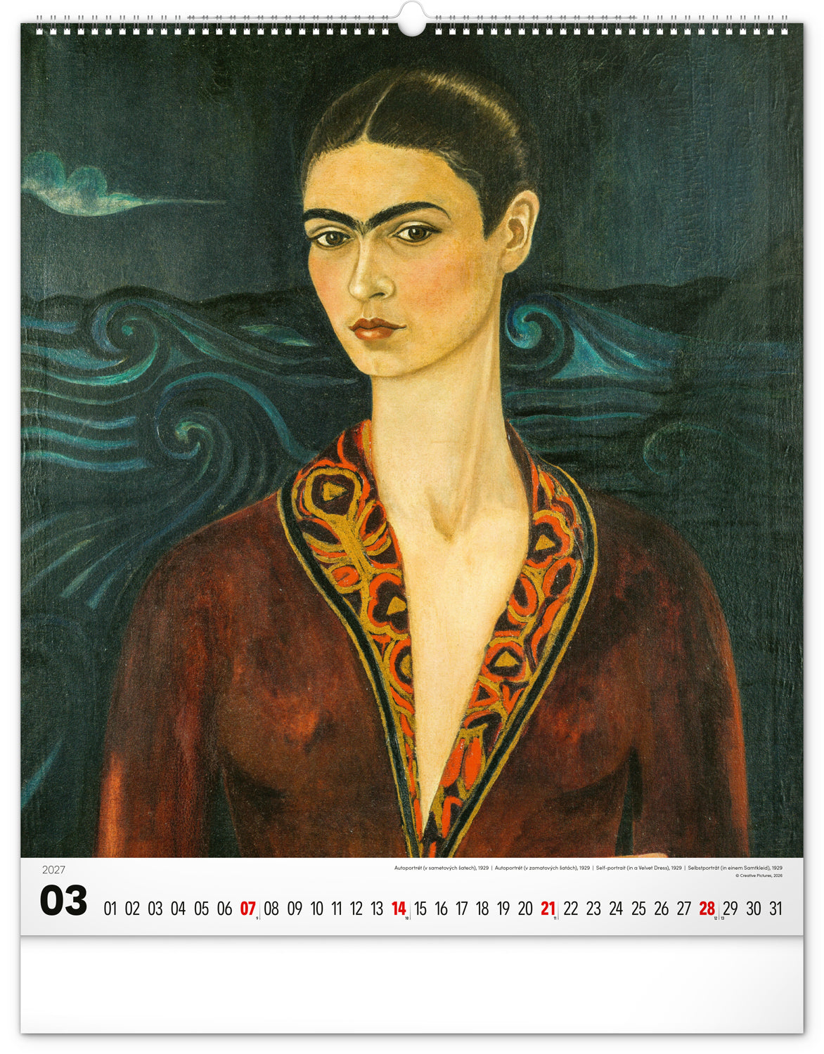 Nástenný kalendár Frida Kahlo 2027, 48 x 56 cm