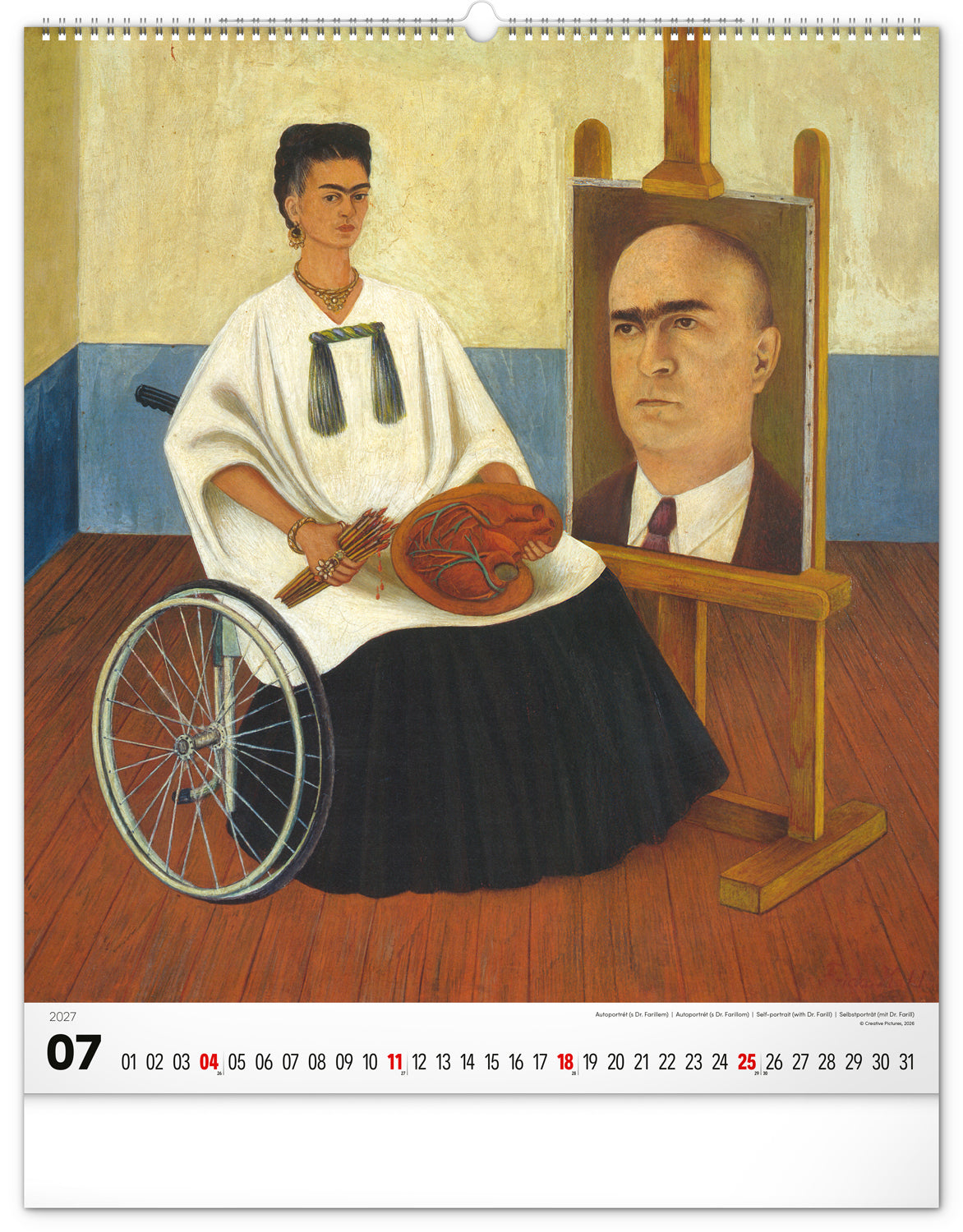 Nástenný kalendár Frida Kahlo 2027, 48 x 56 cm