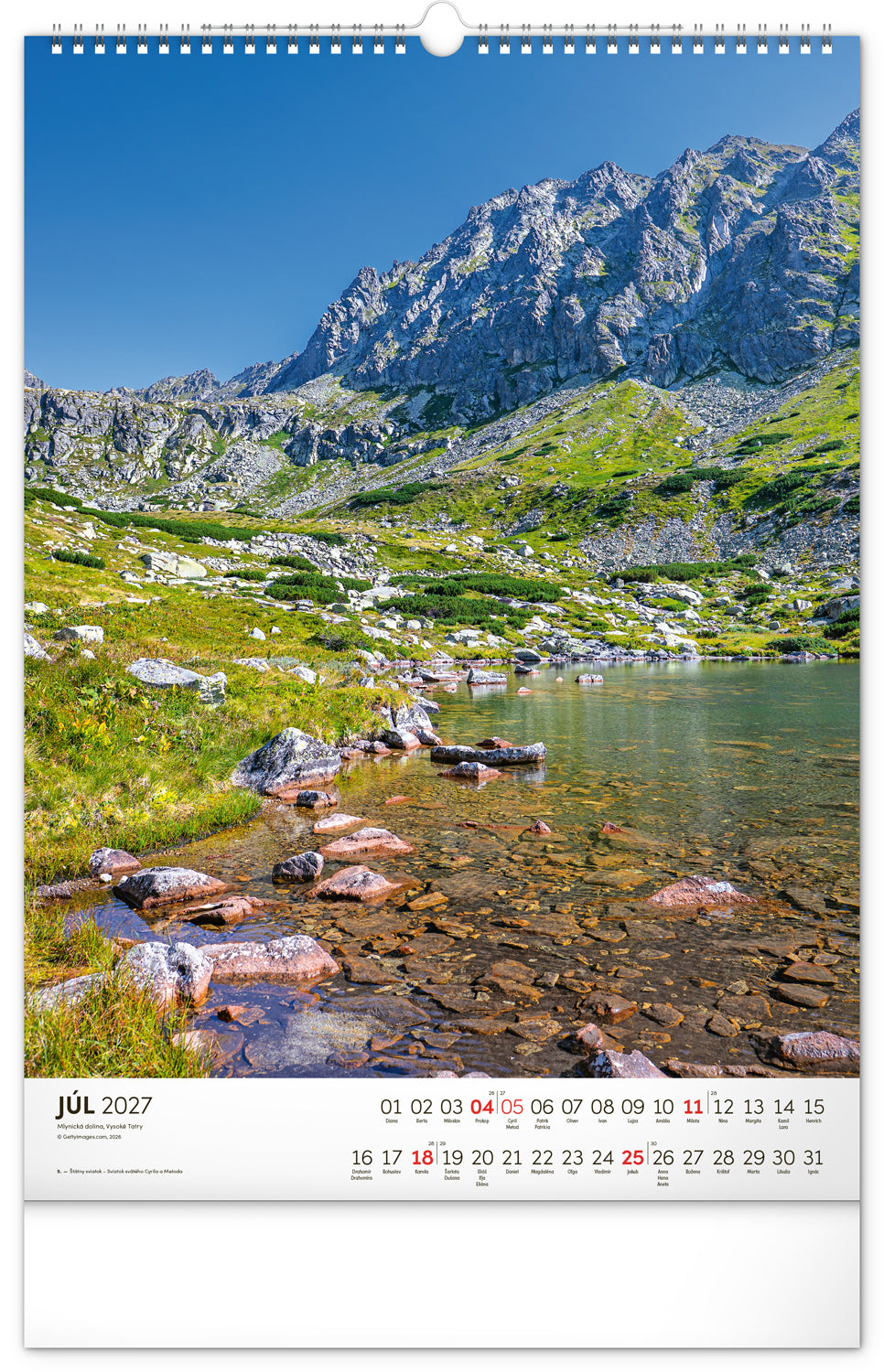 Nástenný kalendár Tatry 2027, 33 x 46 cm