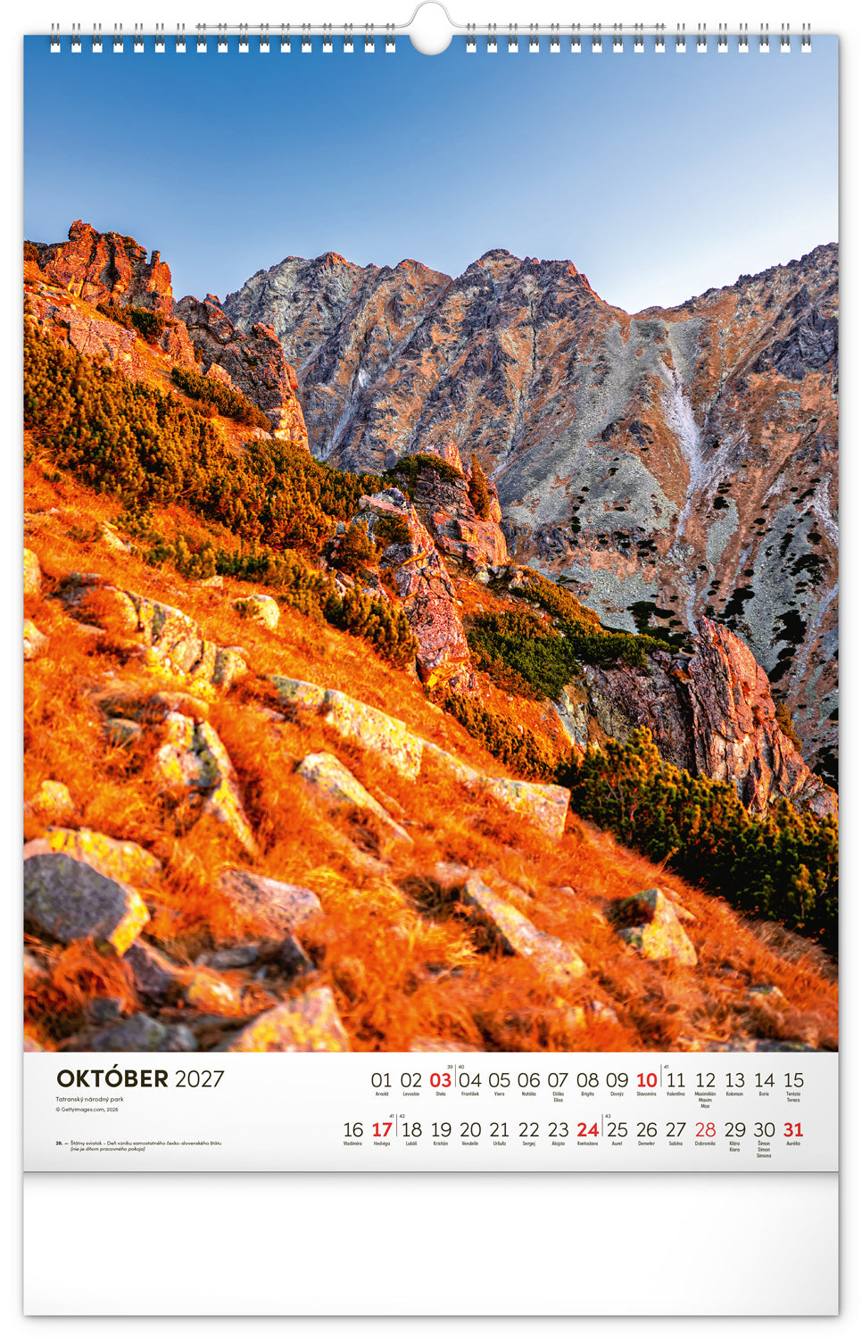 Nástenný kalendár Tatry 2027, 33 x 46 cm