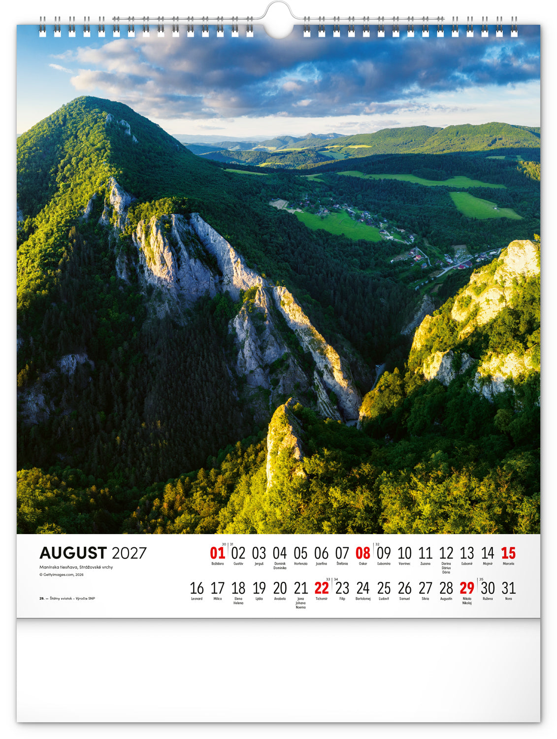 Nástenný kalendár Čarokrásne Slovensko 2027, 30 x 34 cm