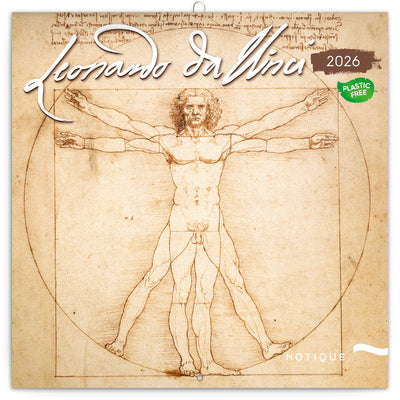 Poznámkový kalendár Leonardo da Vinci 2026, 30 x 30 cm