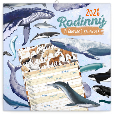 Rodinný plánovací kalendár Animalium 2026, 30 x 30 cm