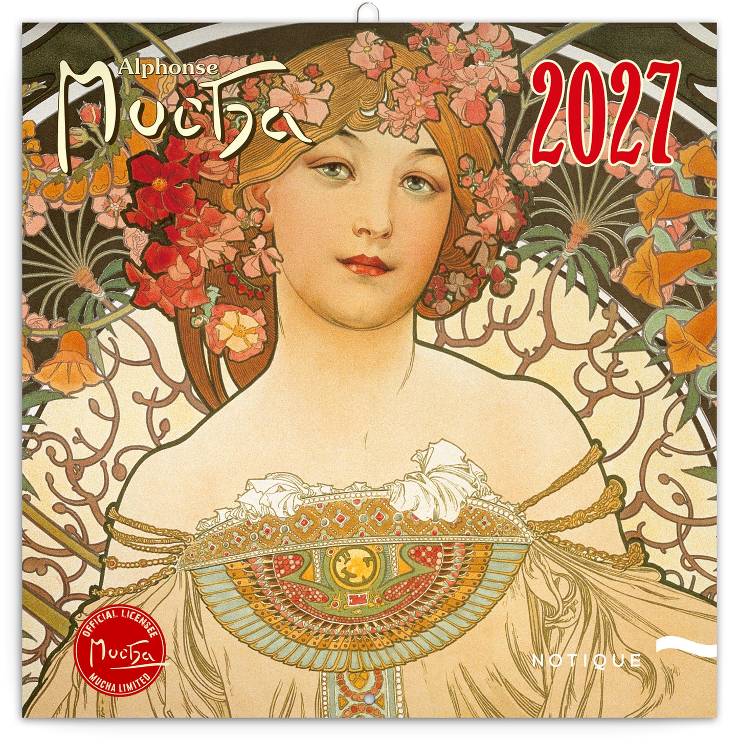 Poznámkový kalendár Alfons Mucha 2027, 30 x 30 cm