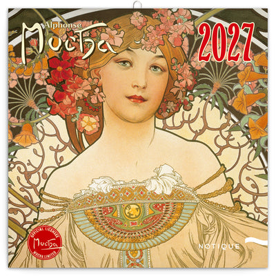 Poznámkový kalendár Alfons Mucha 2027, 30 x 30 cm
