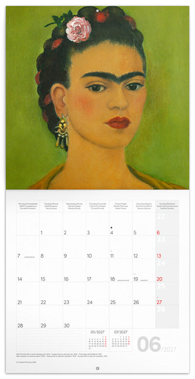 Poznámkový kalendár Frida Kahlo 2027, 30 x 30 cm