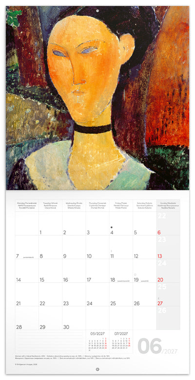 Poznámkový kalendár Amedeo Modigliani 2027, 30 x 30 cm