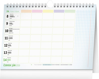 Školský plánovací kalendár s háčikom CZ/SK 2026, 30 x 21 cm