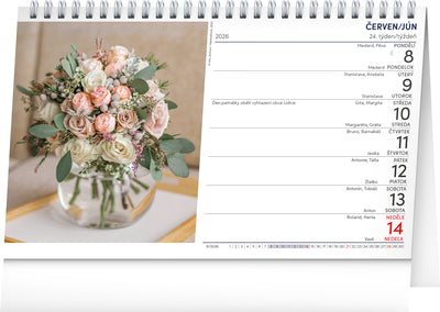 Stolový kalendár Kytice CZ/SK 2026, 23,1 x 14,5 cm