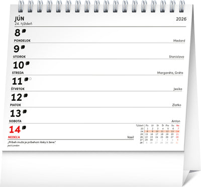 Stolový kalendár Plánovací s citátmi 2026, 16,5 x 13 cm