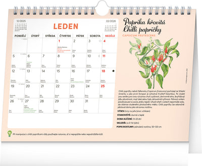 Mesačný plánovací kalendár so semienkami CZ 2026, 30 x 21 cm
