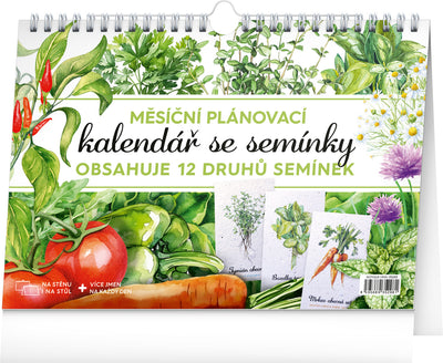 Mesačný plánovací kalendár so semienkami CZ 2026, 30 x 21 cm