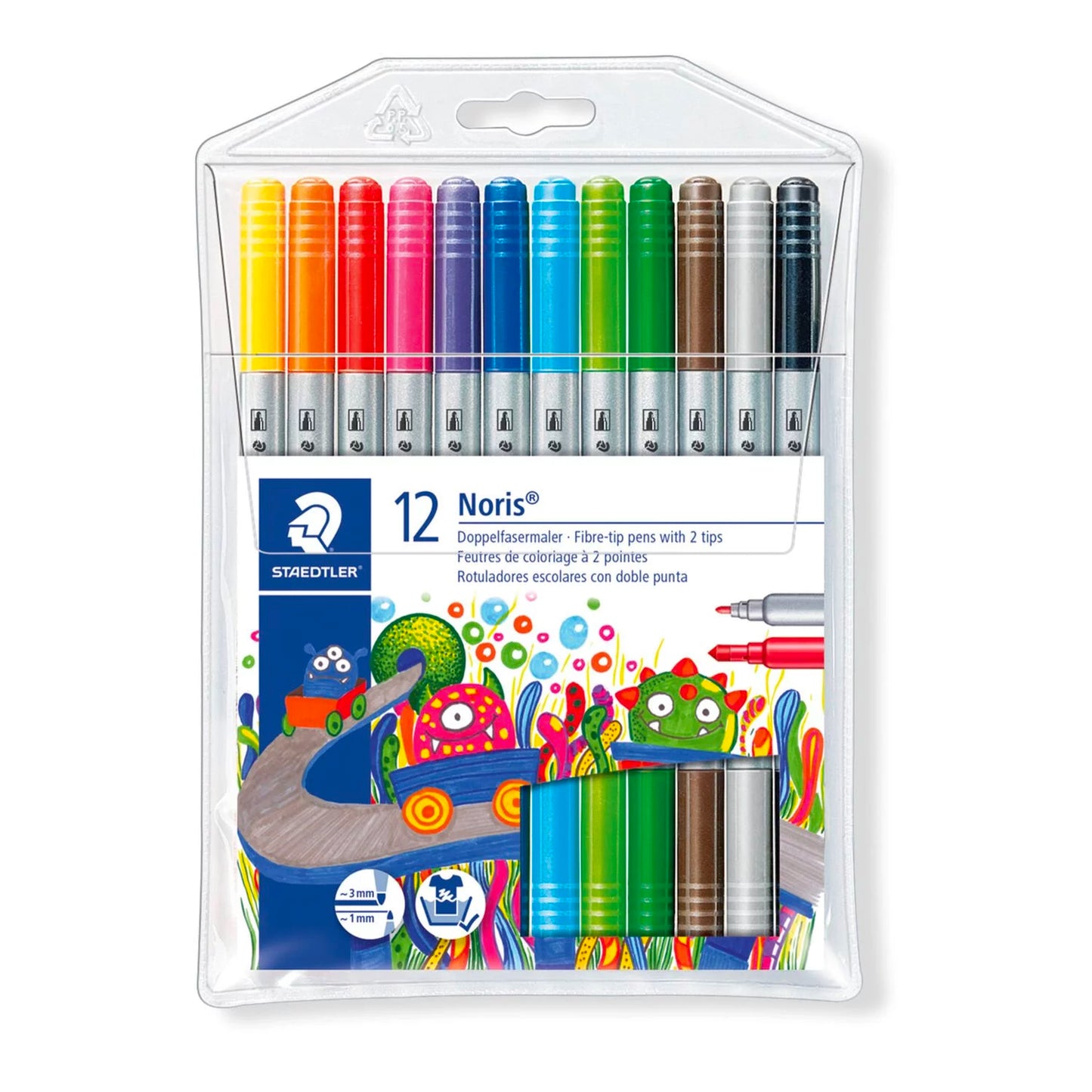STAEDTLER Fixy "Noris Club 320", 12 farieb, sada, 1-3 mm, obojstranné, vyprateľné