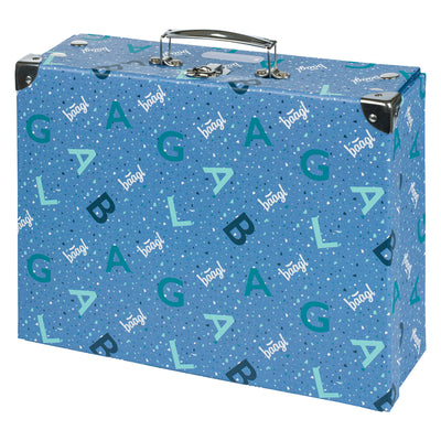 Skladací školský kufrík Logo - modrý s kovaním